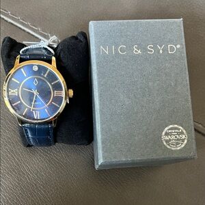 Blue and Gold Men's Watch with Crystal Accents